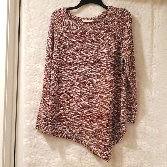 Soft Surroundings Long sleeve burgundy and white knit sequins Med - Picture 2 of 6